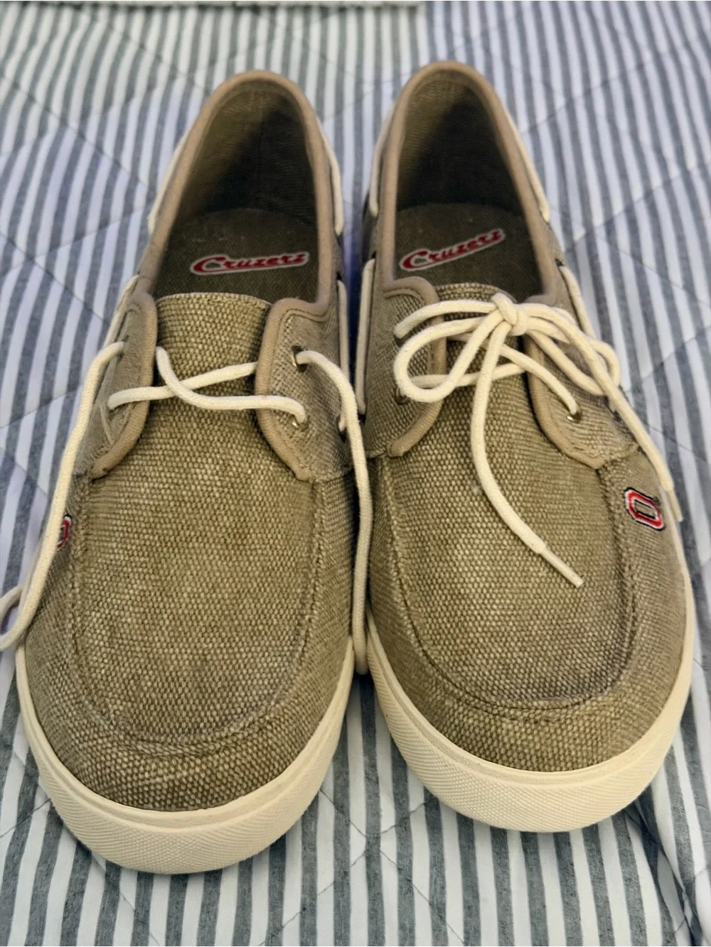 Ohio State Men's Canvas Boat Shoes in Khaki
